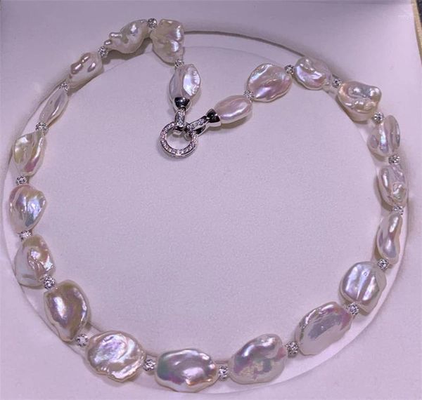 HABITOO Natuurlijke 16-20mm Witte Barokke Zoetwaterparel Ketting 18 inches Prachtige Fijne Sieraden Voor Vrouwen Charmant geschenken