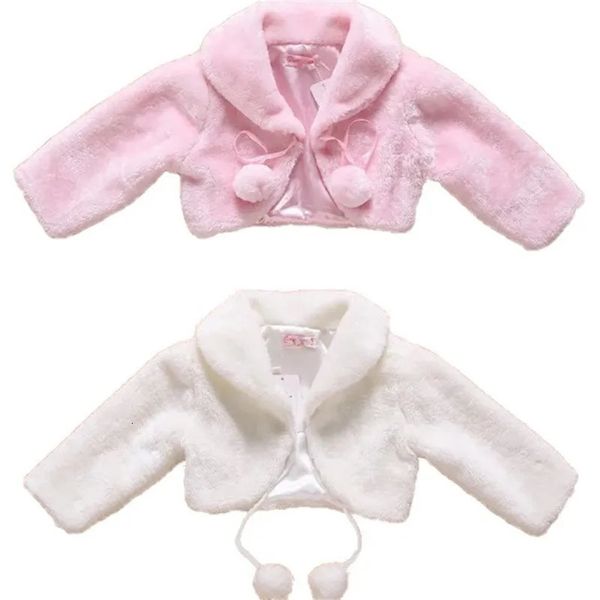 Mantel Winter Blumenmädchen Jacke Kinder Warm Kunstpelz Party Hochzeit Brautmantel Abend Bolero Kinder Warm Herbst Achselzucken Drop 231204