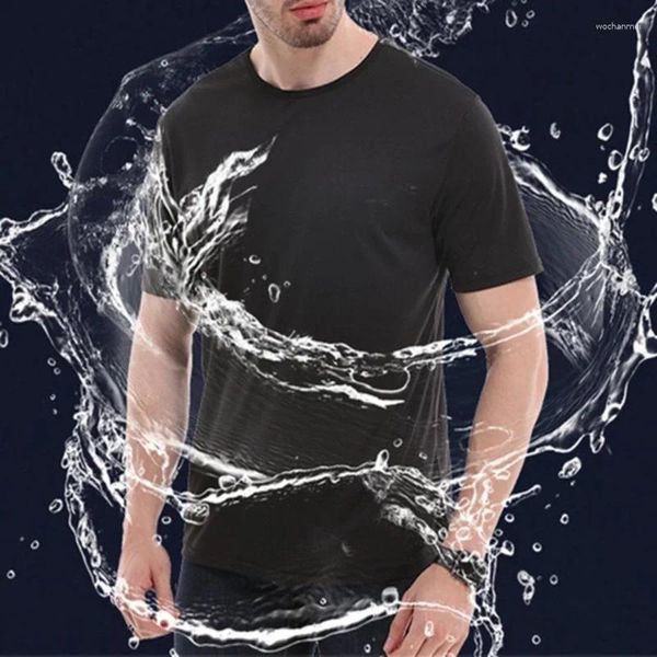 Abiti da uomo A2938 Creativo Idrofobo Anti-Sporco Impermeabile Tinta unita Uomo T Shirt Morbida manica corta Quick Dry Top Abbigliamento traspirante