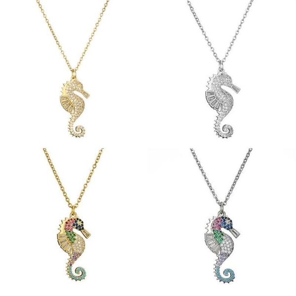 Acquista Collana Fortunata Di Nuovo Arrivo Collana Con Ciondolo Cavalluccio Marino Colorato In Pietra CZ Per Donna Uomo Regalo Goccia Jewelry193H