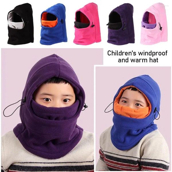 Cappelli per bambini in pile invernale collo caldo passamontagna integrale cappello maschera da sci cappuccio cappuccio accessori per bambini