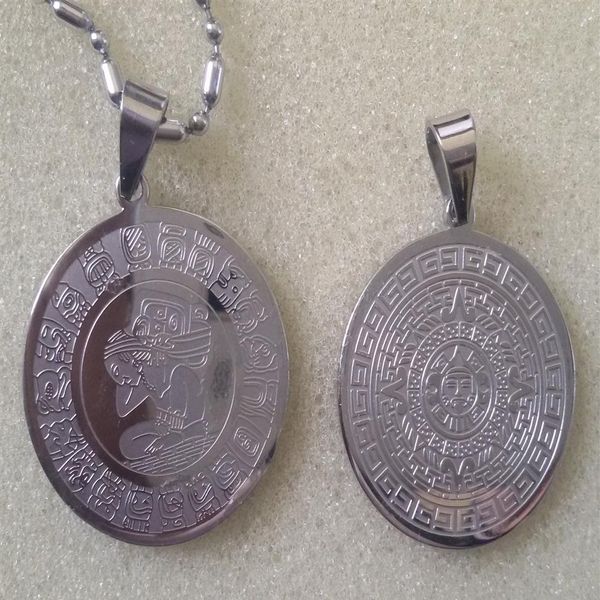 American Mexico Fashion 316L Edelstahl Maya-Münzenanhänger Maya-Prophezeiung Gedenkmünze Aztekenkalender Metallanhänger Fr244u