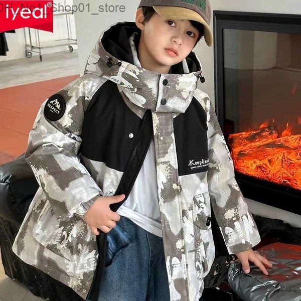 Abrigo de plumón Iyeal Niños Adolescentes Camuflaje Parka Invierno Grueso Cálido Chaqueta de plumón para niños Niños Abrigo de abrigo 4-14 años Q231205