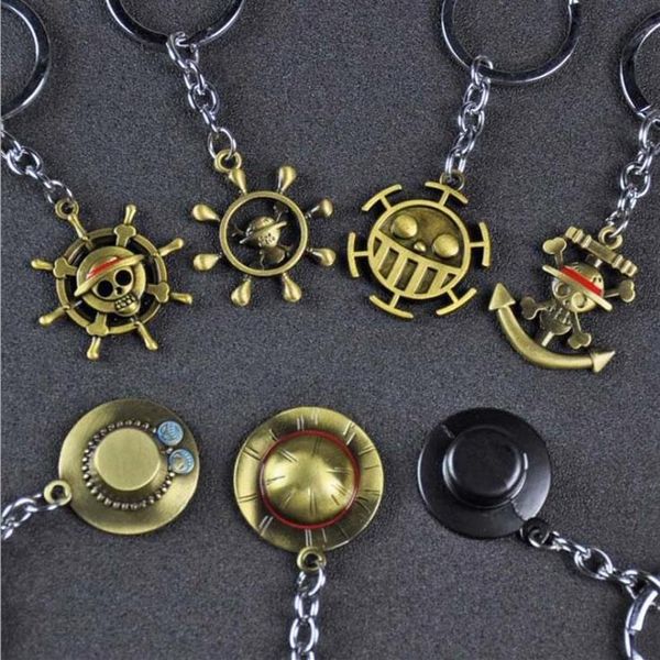 10 teile / los Modeschmuck Schlüsselbund One Piece Affe D Luffy Strohhut Ruder Schädel Anhänger Schlüsselanhänger Für Fans Party Gift2904