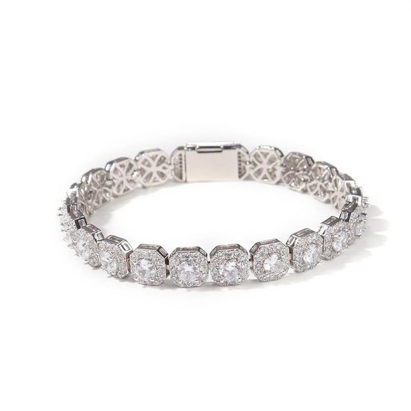 Bracelet de Tennis carré en Zircon, sucre de roche carré de 9MM, chaîne en or 14K, bijoux Hip Hop pour hommes, 256G