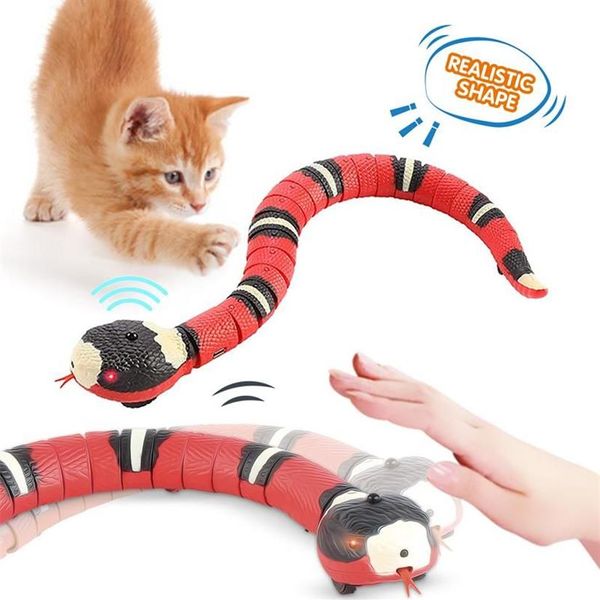 Игрушки для кошек, электрическая интерактивная змея с умным зондированием для кошек, аксессуары для зарядки через USB, детская игрушка для домашних животных, собак, игровая игрушка261W