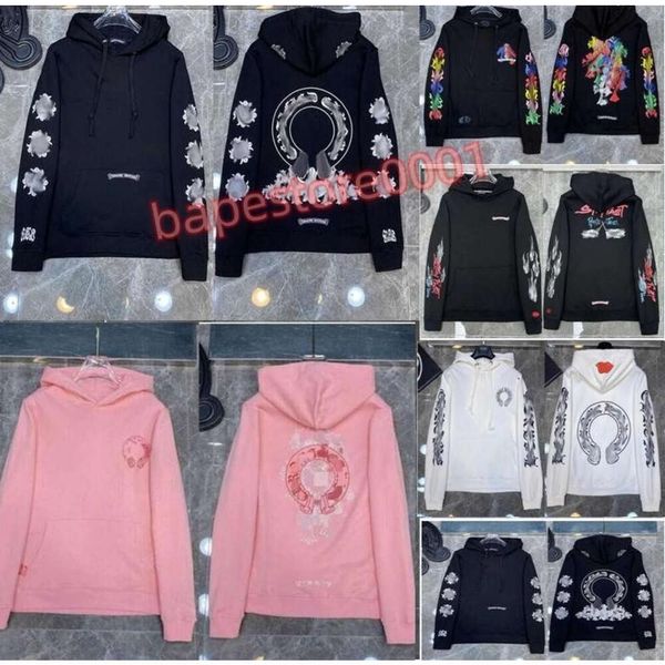 Herrenmode Luxus Herrenjacken Designer Reißverschluss Herz Hufeisen Kreuz Druck Marke Ch Männer Chromes Mantel Lässige Pullover Lose Pullover Jacken