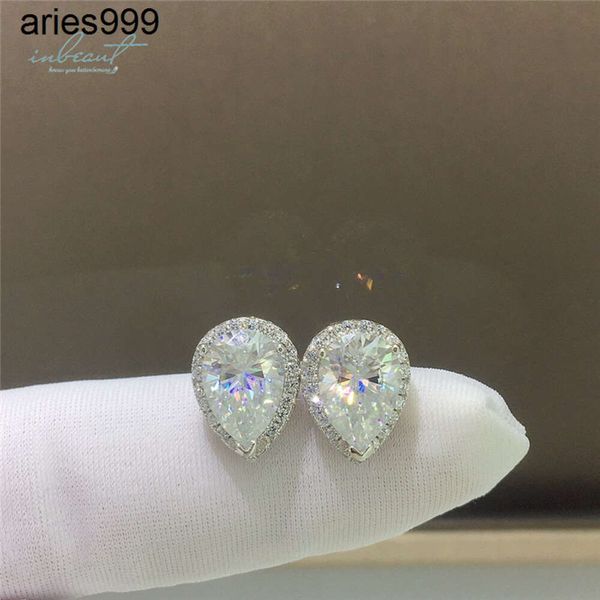 Argento 925 originale totale 4 carati taglio eccellente passaggio diamante prova d colore goccia d'acqua moissanite orecchini con perno donne gioielleria raffinata