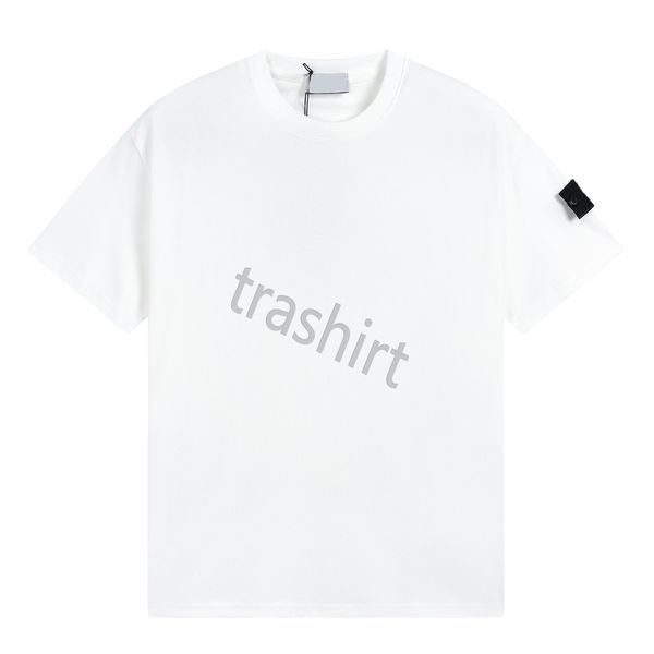 Designer-Bündchen mit gebrandetem Rundhals-Schulterabfall, leichtes, kurzärmliges, hochwertiges, minimalistisch bedrucktes T-Shirt