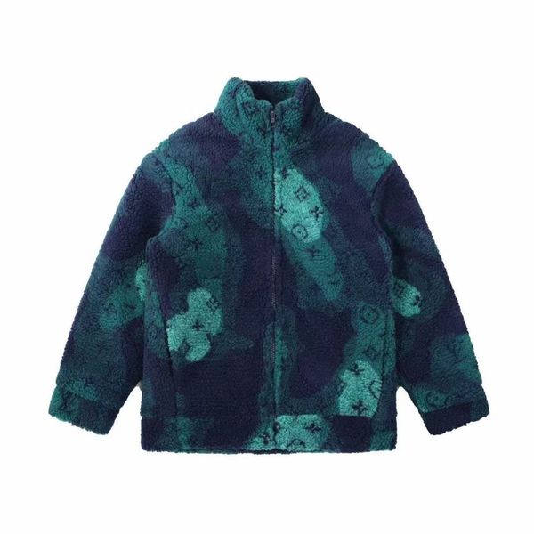 Designer marca mens jaquetas jaqueta de lã de cordeiro gola carta zíper jaqueta quente grosso casacos de pele moda verde mulheres jaquetas ao ar livre casual esportes tops roupas