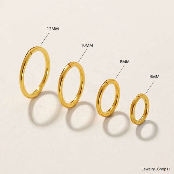 Joias finas 14K 18K ouro vermeil 6mm 8mm 12mm Huggies 925 brincos de argola banhados a prata esterlina