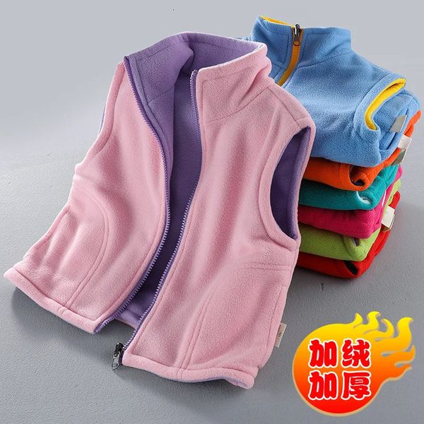 Colete Adolescente Outerwear Coletes Sem Mangas Jaquetas Colete Infantil para Menino Menina Polar Fleece Bebê Crianças Inverno Quente 2 12Y 231205