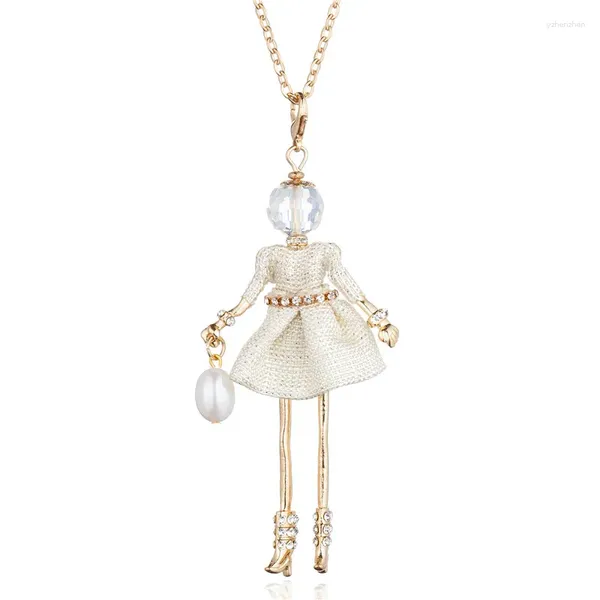 Anhänger Halsketten PARIS Handgemachte Tanzpuppe Statement Halskette Grau Weiß Dressing Prinzessin Mädchen Für Frauen Party Schmuck Collares