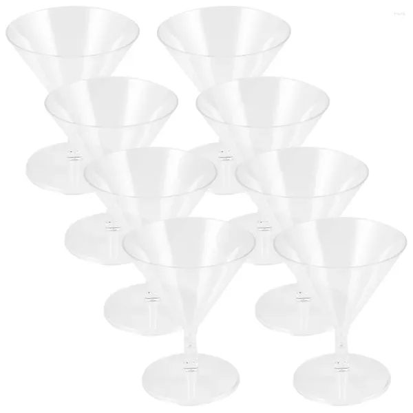 Einwegbecher, Strohhalme, 8 Stück, Weinglas, transparente Kelche für Partygläser, Getränkebecher, Kunststoff, wiederverwendbar, zum Trinken von Cocktails, Whiskey