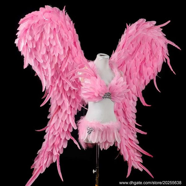 Grande agradável bonito rosa asas de anjo criativo tamanho grande belos adereços para po estúdio revista tiro asas de fadas para casamento deco258q