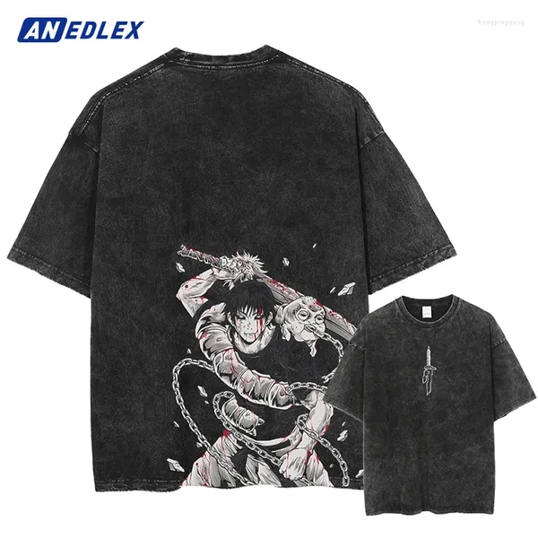 Homens camisetas Vintage Oversize Homens Anime Impressão Gráfica Camiseta Moda Hip Hop Streetwear Roupas Verão Harajuku T-shirt Casual