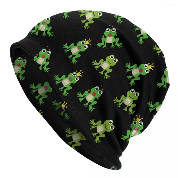 Berets Animal Bonito Sapo Verde Kawaii Bonnet Chapéu Tricô Chapéus Cool Outdoor Skullies Gorros Unissex Quente Dual-Use Cap