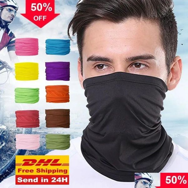 Maschere per feste 24 ore Nave Uomo Donna Testa Viso Collo Parasole Collare Ghetta Tubo Bandana Sciarpa Sport Copricapo Antipolvere Pesca all'aperto Dr Dhxe9