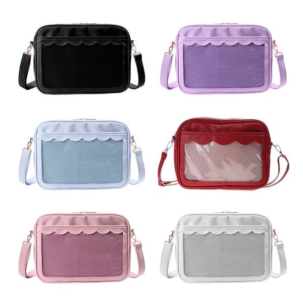 Evening Bags Japanese Harajuku Ita Bag for Women PU Transparent Pocket Itabag High School Girls Uniform JK Crossbody Shoulder Bag 231204