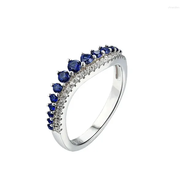 Cluster Ringe TKJ 925 Sterling Silber Glatt Unregelmäßiger Saphir Zirkonia Ring Frauen Edler Charme Schmuck Geburtstagsgeschenk