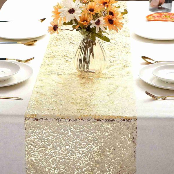 Tischdecke, 30 x 500 cm, goldfarbener Tischläufer, metallische Glitzer-Tischdecken, Läufer, metallische Rolle, rechteckig, für Geburtstag, Hochzeit, Zuhause, Tischdekoration, L24