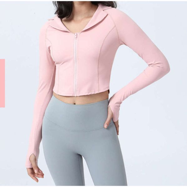 Designer Aloo Giacca Yoga Autunno Tuta da yoga Manica lunga Maglia cava Cappotto sportivo Cerniera Felpa con cappuccio Fitness Top nudo