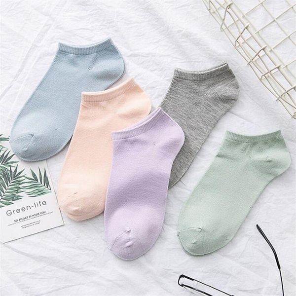 Damensocken einfarbige Bootssocken Frühling und Sommer Bonbonfarben dünne Baumwollsocken Damen Low-Cut-Sport Cotton233p