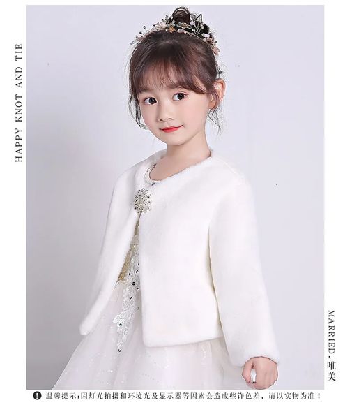 Mantel Kinder Mädchen Kinder Lange Ärmel Bolero Jacke Achselzucken Braut Cape Hochzeit Mäntel Schal Achselzucken Oberbekleidung Mäntel Pelz Mädchen Kleidung 231204