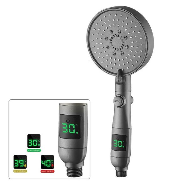 Cabeças de chuveiro do banheiro 5 funções cabeça mão grande digital display led chuvas preto uma parada água torneira acessórios 231205