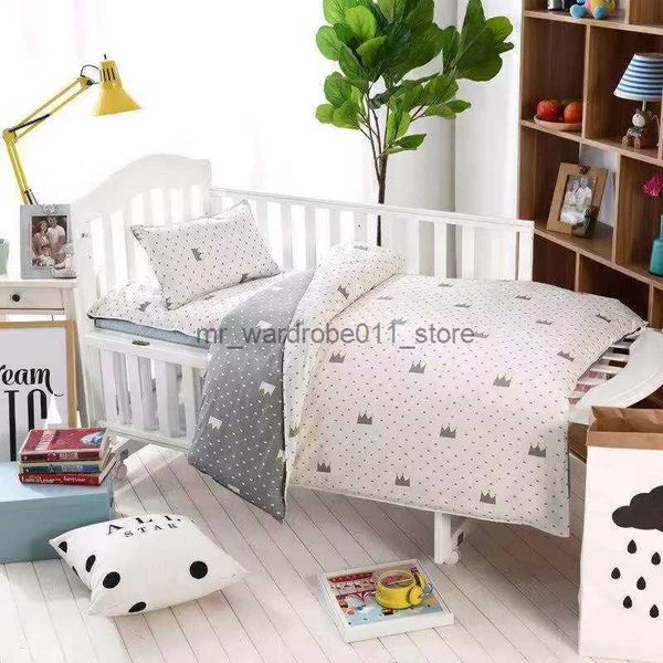 Berços para bebês 3 peças conjunto de roupa de cama para recém-nascidos crianças criança algodão berço conjunto de cama colcha edredom fronha colchão lençol colcha q231205