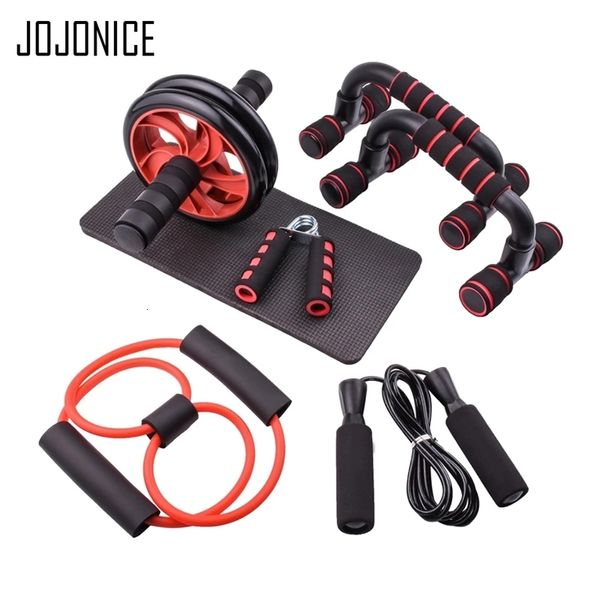 Ab Rollers Abdominal Wheel Kit Bandas de Resistência Push Up Stand Set Jump Rope Grip Exercício Home Gym Fitness Muscle Trainer Terno 231204