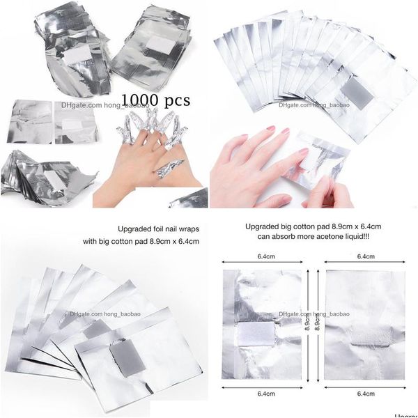 Tratamentos de unhas 1000 pcs folha de alumínio envolve arte embeber fora acrílico gel polonês para manicure pedicure ferramentas 230211 gota entrega saúde dhfcd