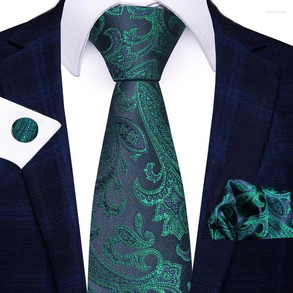 Papillon Moda Teal Novità Cravatta da uomo Set 8 cm Cravatte in tessuto jacquard di seta Fazzoletto da lavoro per matrimonio