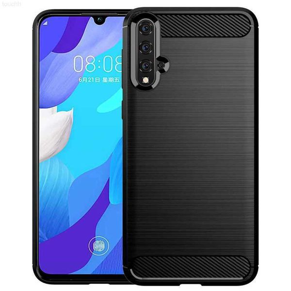 Custodie per cellulari Custodia in fibra di carbonio spazzolata per nova 5 pro 5i 5t Cover antiurto antiurto per Huawei Nova 5T Pro 5pro Custodia morbida per cellulare L2301019