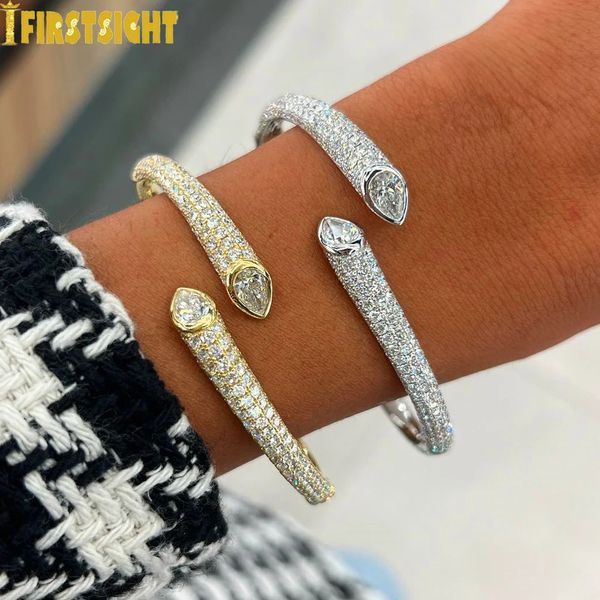 Kette Iced Out Bling Geöffnet Tropfen Zirkon Charm Armband AAA CZ Schlange Herzen Armreif Für Männer Frauen Hiphop Luxus Schmuck 231205