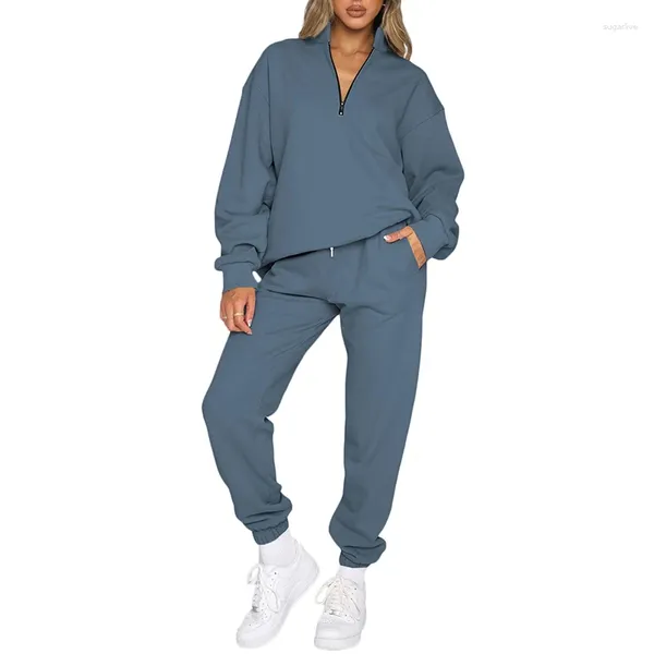 Felpe con cappuccio da uomo Donna Completi in 2 pezzi Tuta oversize Mezza zip Pullover Felpa a maniche lunghe Pantaloni da jogging Set con tasche