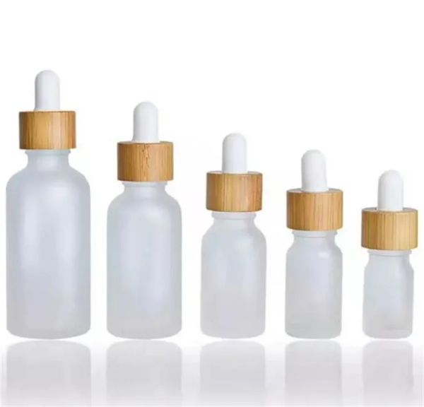 Atacado frasco conta-gotas de vidro transparente com tampa de bambu frascos de perfume recarregáveis frascos de óleo essencial recipiente de amostra ZZ