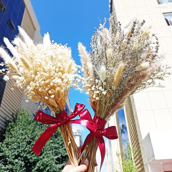 Fiori decorativi Bouquet di fiori di lavanda essiccati naturali Decorazioni per la casa estetiche Boho per decorazioni di nozze Regali nordici per soggiorno