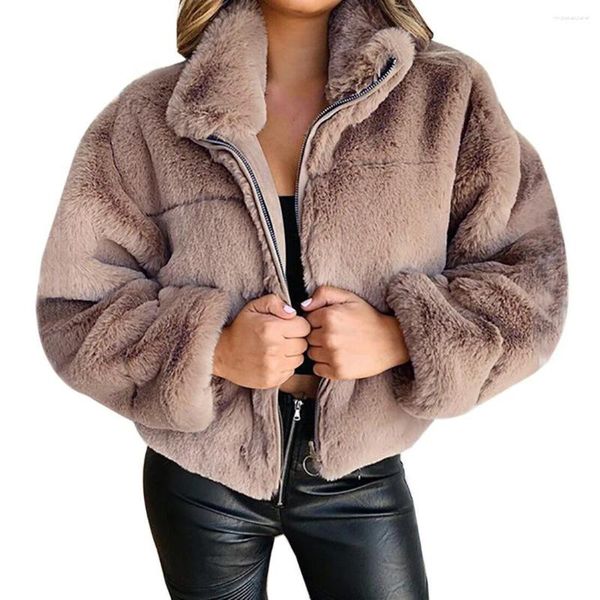 Magliette da donna autunno e inverno europeo American Fur Zipper Cardigan Caldo peluche