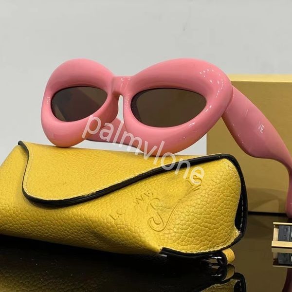 Occhiali da sole di alta marca Occhiali da sole con maschera d'onda Montatura grande Donna Occhiali polarizzati da uomo Fibra di acetato Occhiali alla moda 22FW Occhiali da sole da passerella UV400 rosso lowewe