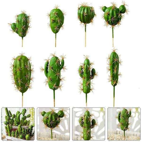 Decorazioni natalizie 8 pezzi Cactus artificiale Mini piante grasse Simulazione Piccoli fiori finti decorativi vivi 231205