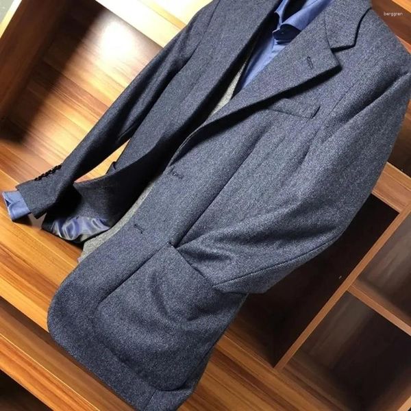 Männer Anzüge 2023 Männer Herbst Winter Tweed Casual Blazer Mäntel Männlichen Wolle Blends Anzug Jacken Schlanke Business Mäntel I427