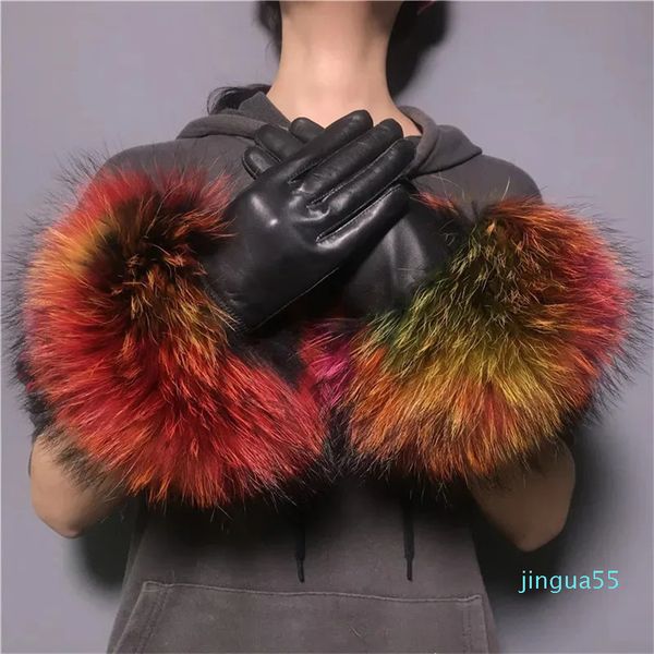 Fingerlose Handschuhe Großhandel Pelz Winter Weibliche Stil Warme Leder Fahren Verdickung Fäustling