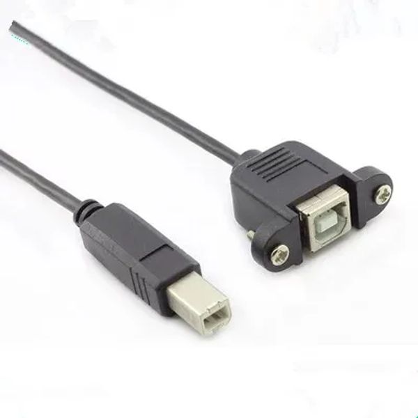 USB-Typ-B-Druckeranschluss-Datenverlängerungskabel, Stecker auf Buchse, für Schalttafelmontage, mit Schrauben, 1,5 m, Schwarz