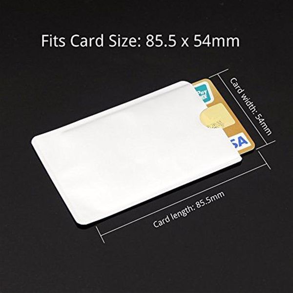 100 pezzi di protezione per carte di credito, custodie sicure, protezione in alluminio con blocco RFID, supporto per ID. Popolare259W