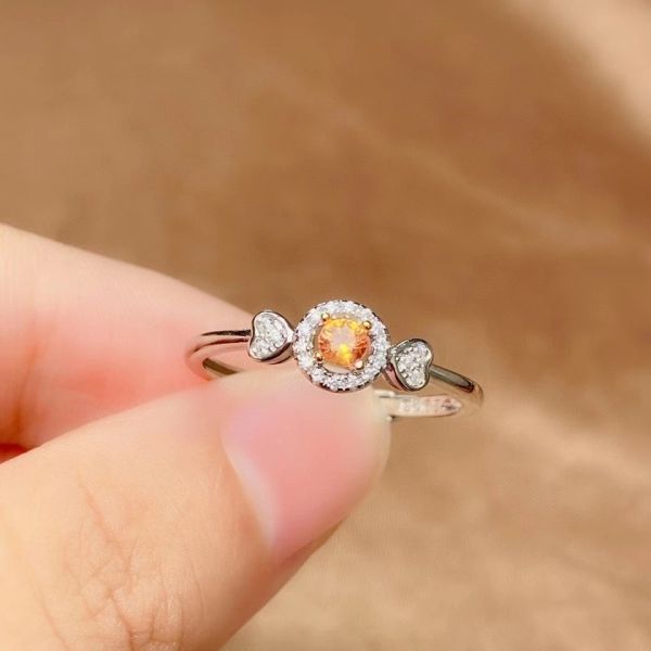 Modischer Ring mit gelbem Saphir, 3 mm, natürlicher gelber Saphir, Silberring, Geburtsstein August, Geschenk für Mädchen