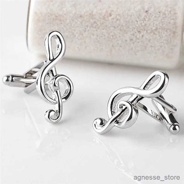 Boutons de manchette 1 paire Note de musique boutons de manchette hommes bouton de manchette en métal Rock musique romantique pour chemise de mariage Badge broche chemise d'affaires bouton de manchette R231205