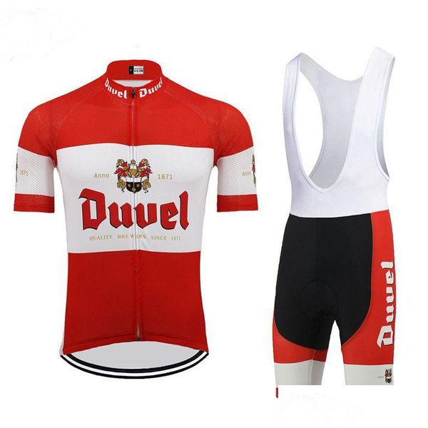 Conjuntos de camisa de ciclismo Duvel Beer Men Set Red Pro Team Roupas 9D Gel Respirável Pad MTB Road Mountain Bike Wear Racing Clo Shorts Drop Dhrem