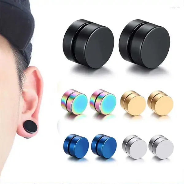 Rücken Ohrringe Hip Hop Runde Kreis Magnet Ohr Clip Für Herren 1pc Titan Stahl Gefälschte Piercing Edelstahl Schmuck Zubehör