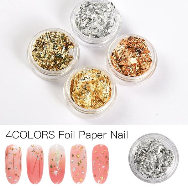 Adesivi Decalcomanie Oro Argento Colorato Nail Art Foil Carta Adesivo in alluminio irregolare Accessori Glitter Gel Polish Decorazione 231204